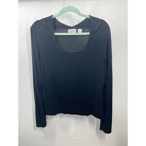 CHICO'S TRAVELERS BLACK BLOUSE WOMENS SIZE MED STRETCHY